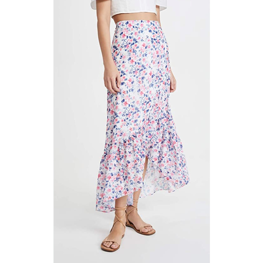Yumi Kim Floral Maxi Skirt in White, Pink & Blue
